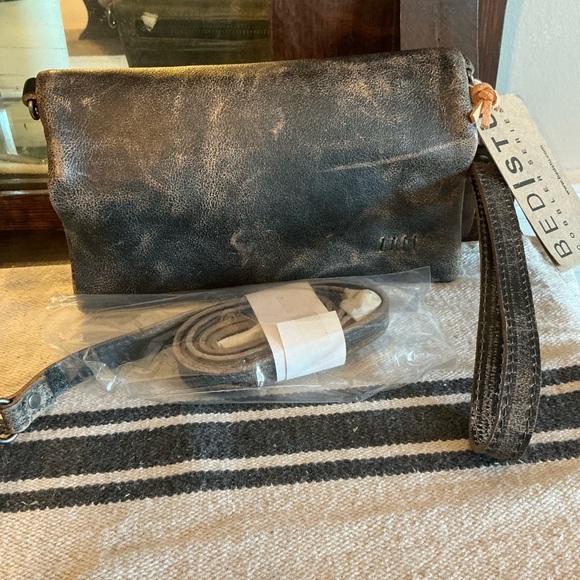 NWT Bed Stu Leather Cadence Wallet Wristlet Crossbody Bag Black Lux MSRP 175 - Picture 12 of 15